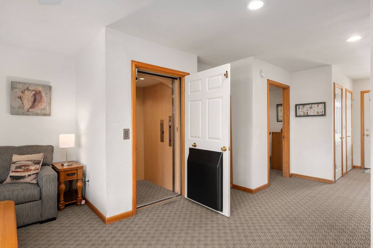 Elevator landing on the mid level of the house