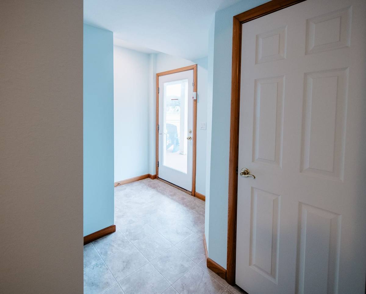 Entry foyer with a glass-paned exterior door